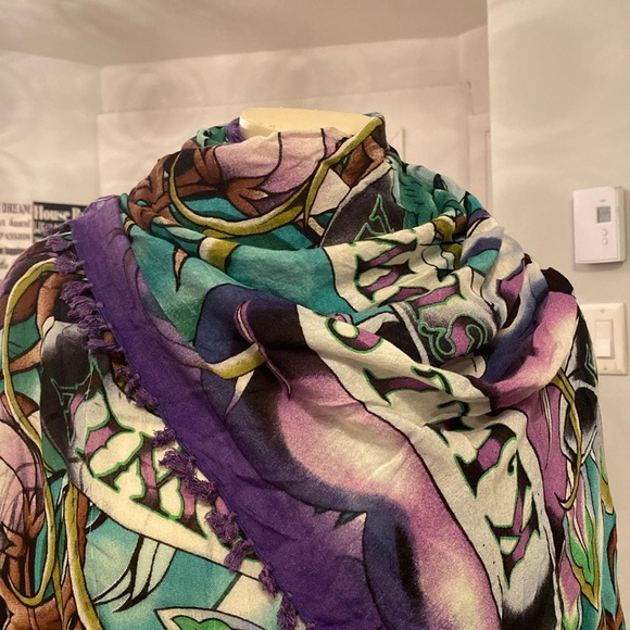 Y2K Ed Hardy by Christian Audigier - “love kills slowly” skulls Scarf wrap - Picture 4 of 12